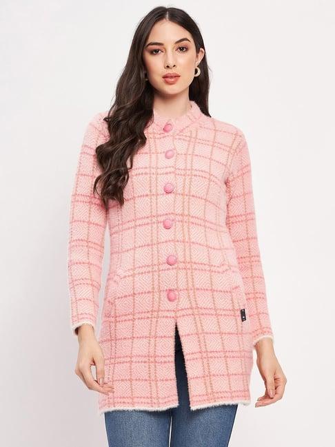 duke pink chequered cardigan