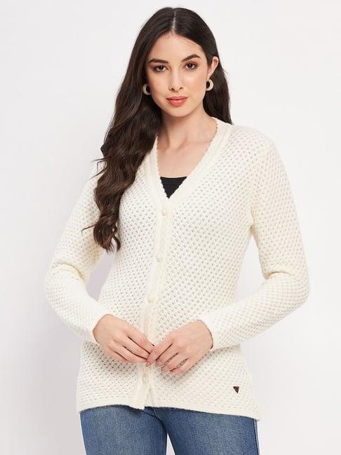 duke cream self pattern cardigan