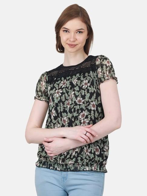 duke black & green printed top