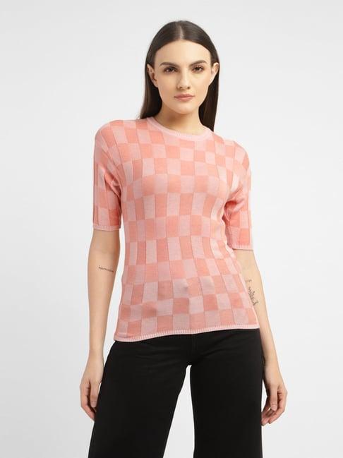 levi's peach check t-shirt