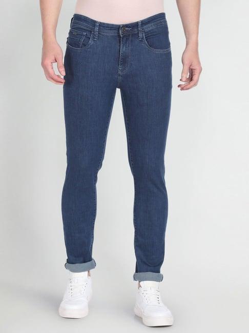 arrow sport blue cotton skinny fit jeans