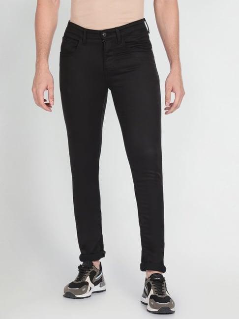 arrow sport black cotton skinny fit jeans