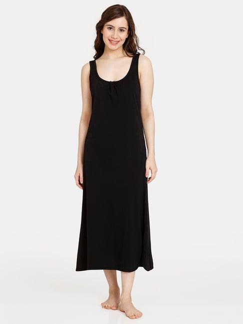 rosaline by zivame black cotton long camisole