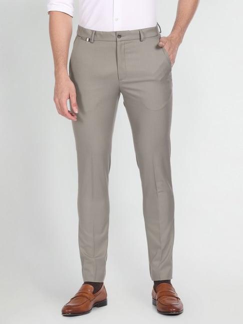 arrow new york brown slim fit trousers