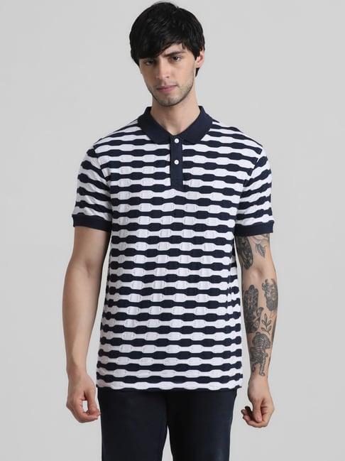 jack & jones brilliant white cotton slim fit printed polo t-shirt