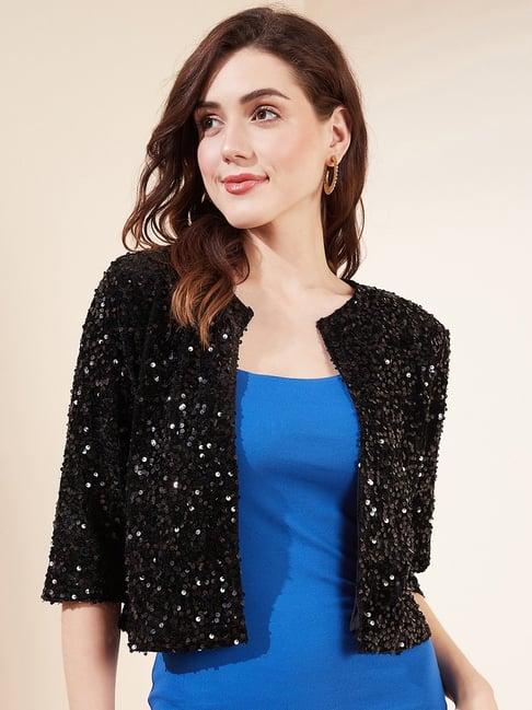 magre black embellished crop shrug