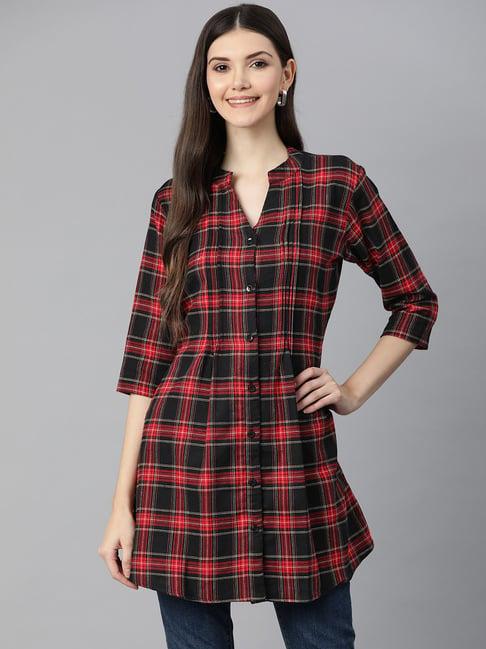 one femme black & red check tunic