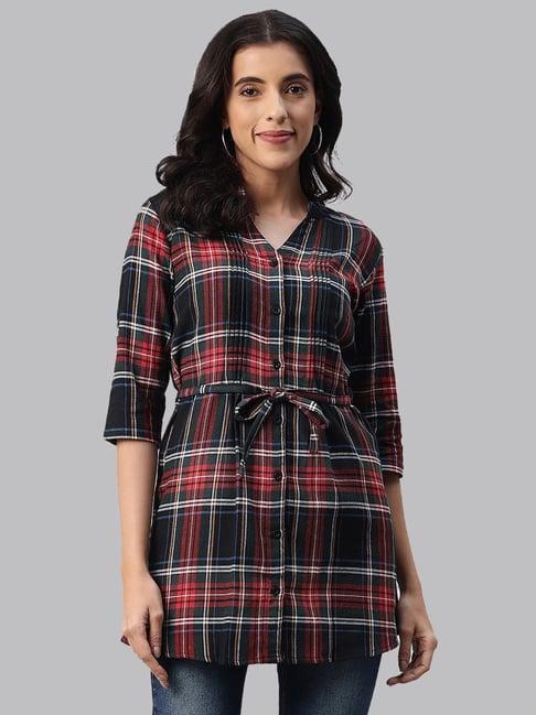 one femme multicolor check tunic