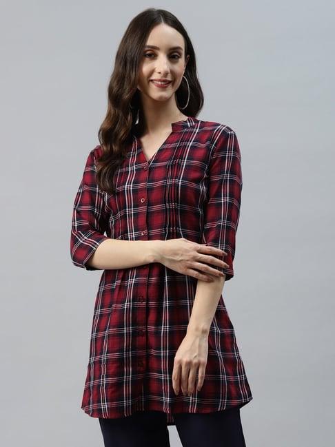 one femme red check tunic