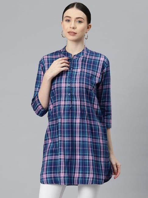 one femme multicolor check tunic