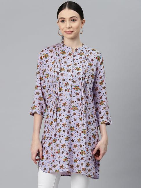 one femme grey floral print tunic