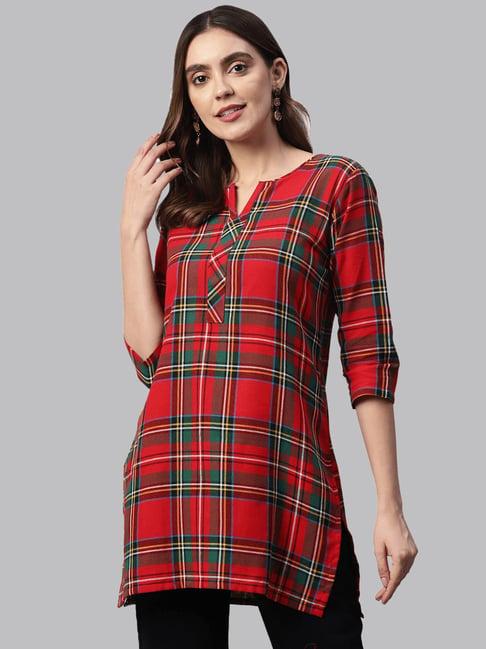 one femme multicolor check a line kurti