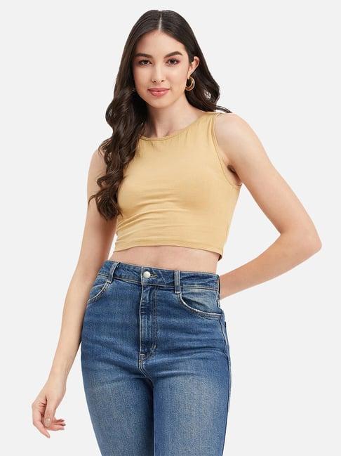 hypernation beige crop top