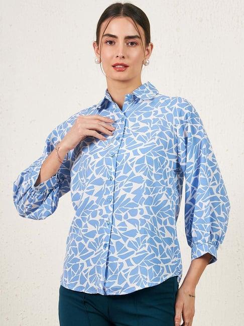 carlton london blue printed shirt