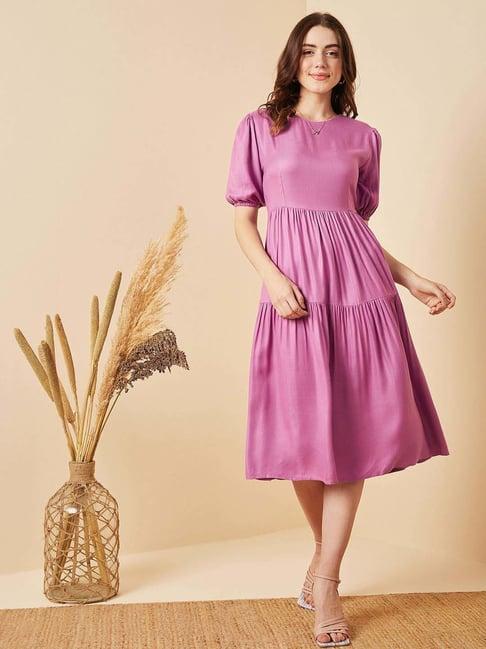 marie claire purple a-line dress