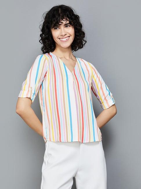 fame forever by lifestyle white striped top