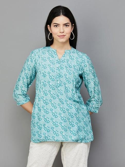 melange by lifestyle blue printed tunic