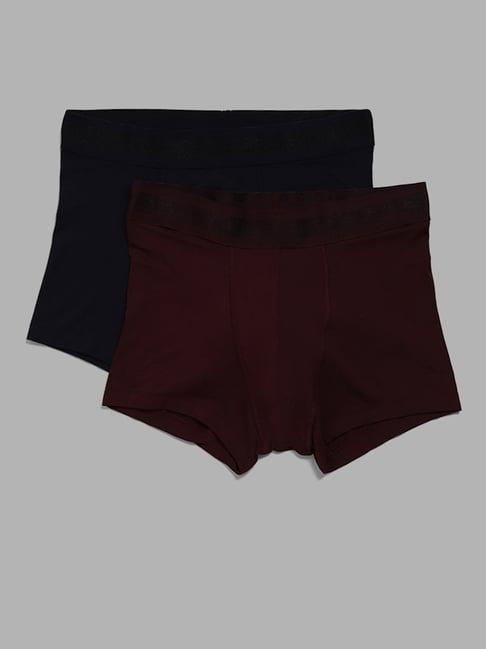 wes lounge by westside navy & maroon trunks - pack of 2