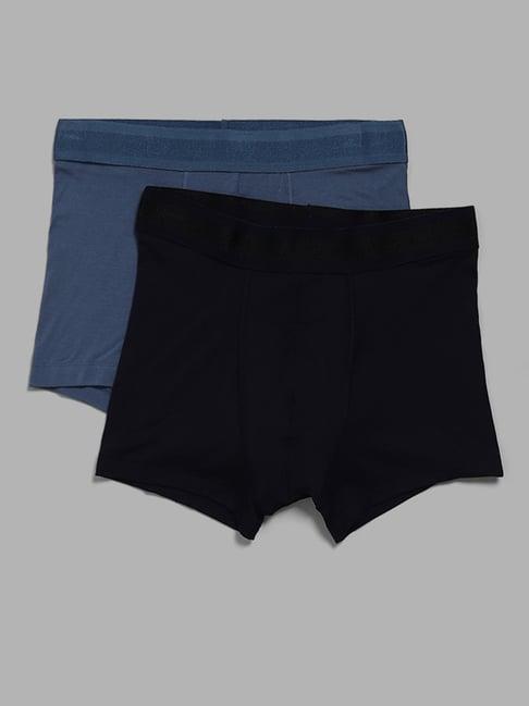 wes lounge by westside powder blue & black trunks - pack of 2