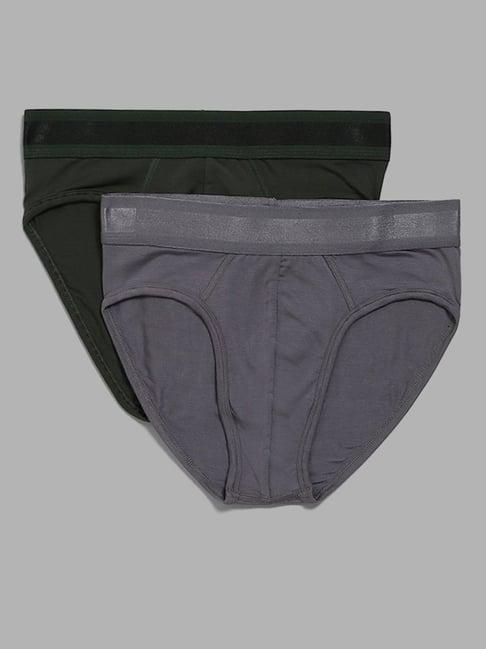 wes lounge by westside grey and green briefs - pack of 2