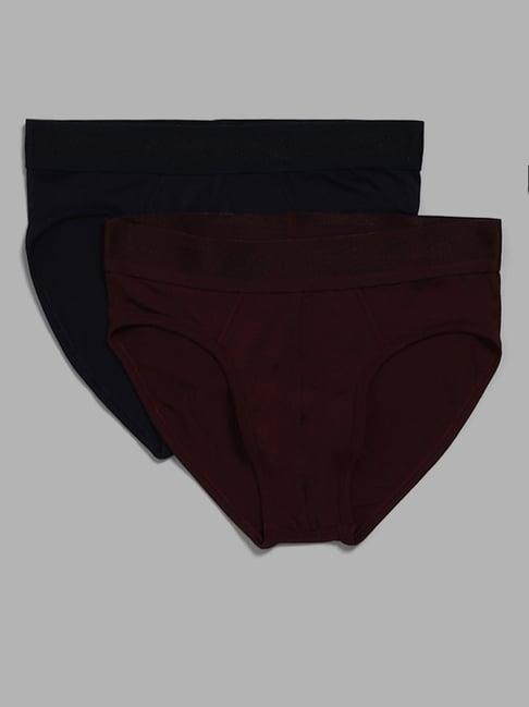 wes lounge by westside navy & maroon briefs - pack of 2