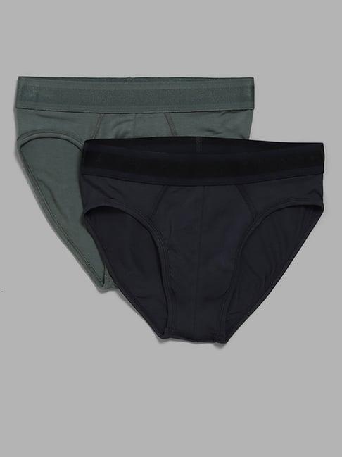 wes lounge by westside grey & green briefs - pack of 2