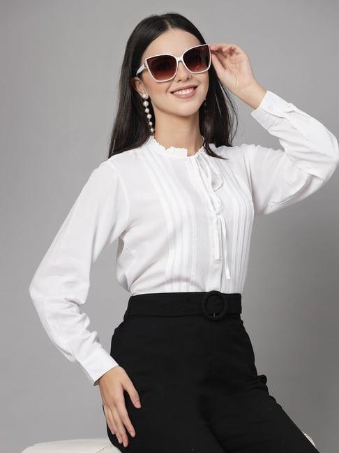 style quotient white rayon regular fit shirt