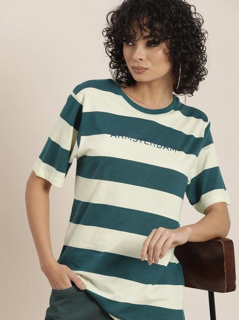 difference of opinion multicolor cotton striped oversized t-shirt