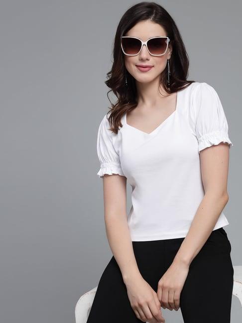 style quotient white cotton regular fit top