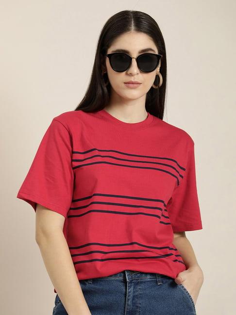 dillinger red cotton striped oversized t-shirt