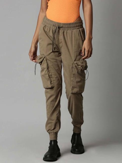 breakbounce olive slim fit mid rise cargo joggers