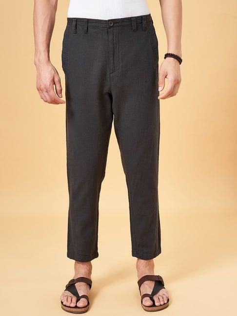 7 alt by pantaloons charcoal cotton comfort fit trousers