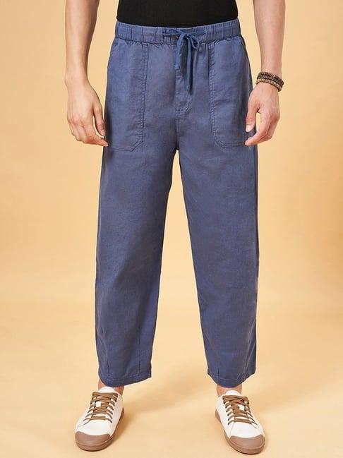 7 alt by pantaloons teal relaxed fit trousers