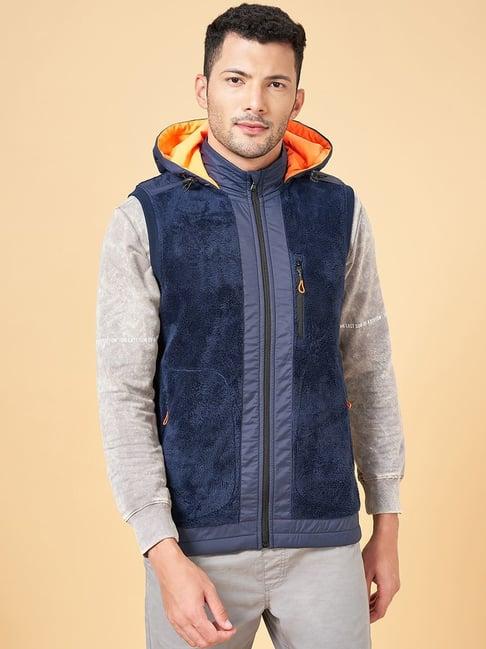 urban ranger by pantaloons navy regular fit hooded jacket