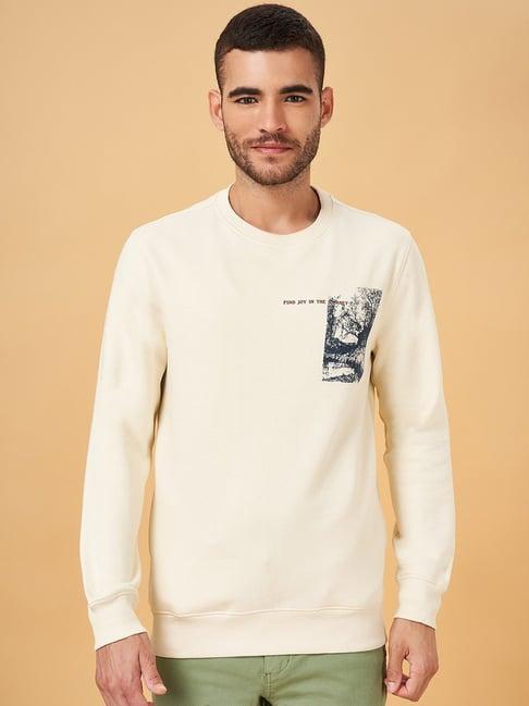 urban ranger by pantaloons off white regular fit printed sweatshirt