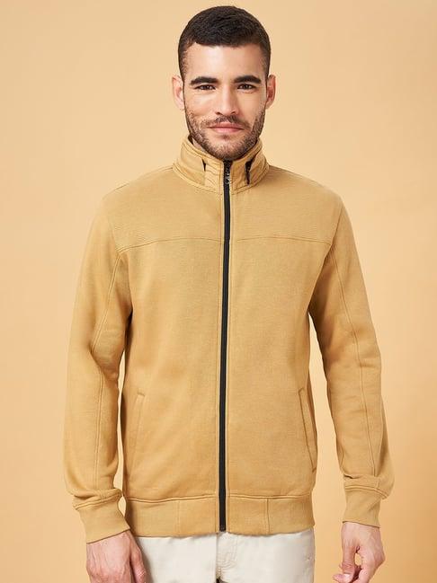 urban ranger by pantaloons camel regular fit hooded sweatshirt