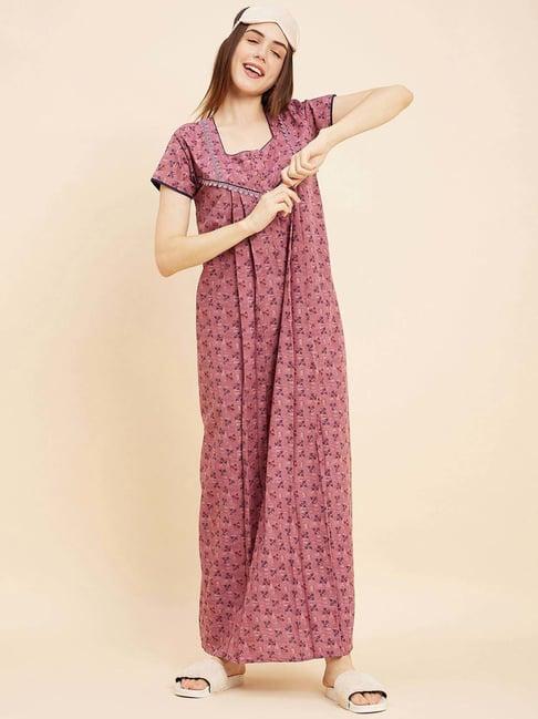 sweet dreams mauve printed night gown