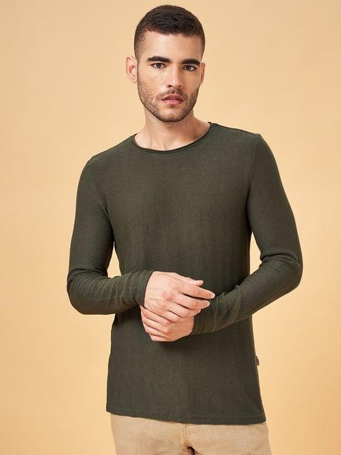 7 alt by pantaloons olive slim fit t-shirt