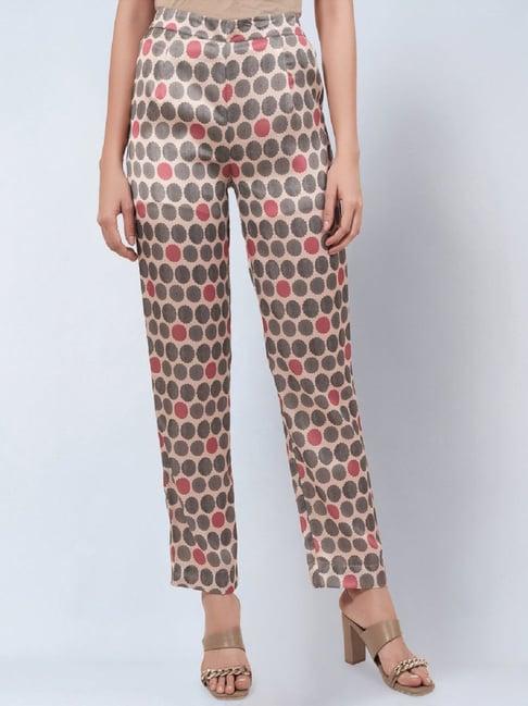 first resort by ramola bachchan grey & pink polka dot pants