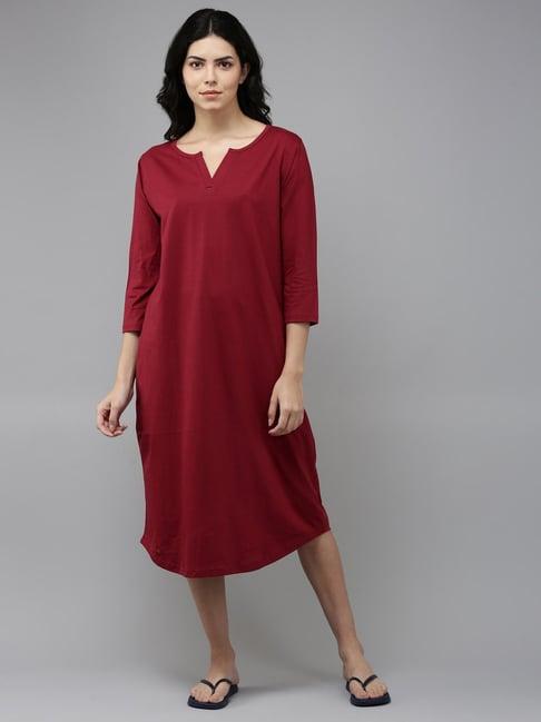 kryptic maroon cotton night dress