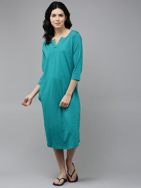 kryptic teal green cotton night dress