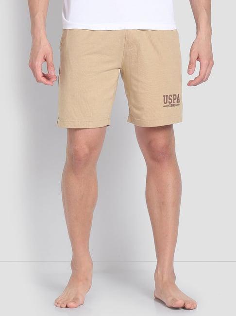 u.s. polo assn. beige cotton regular fit shorts