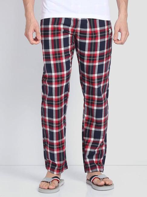 u.s. polo assn. multicolor cotton regular fit checks lounge pants