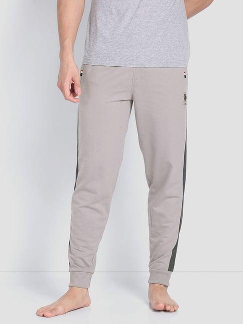 u.s. polo assn. light grey cotton tapered fit striped lounge pants