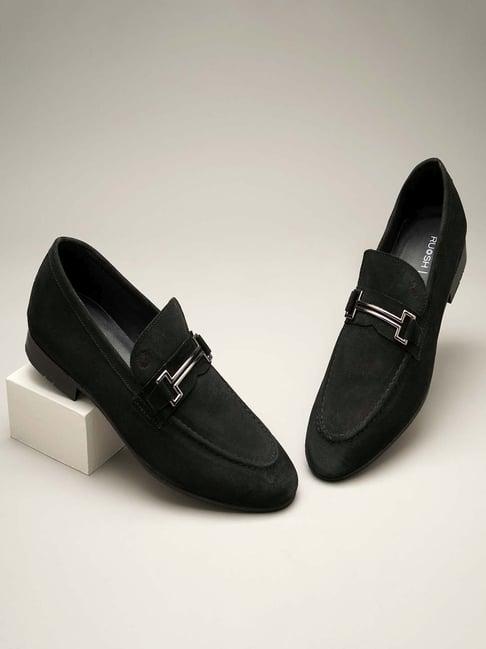 ruosh men's black formal loafers