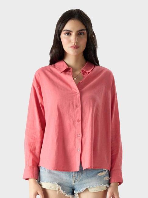 the souled store pink cotton shirt