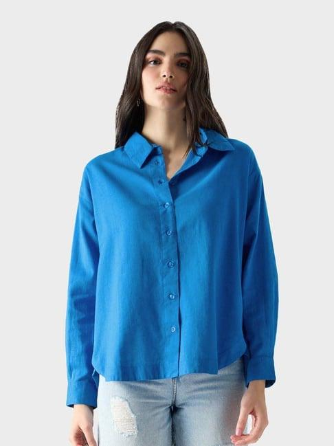 the souled store blue cotton shirt