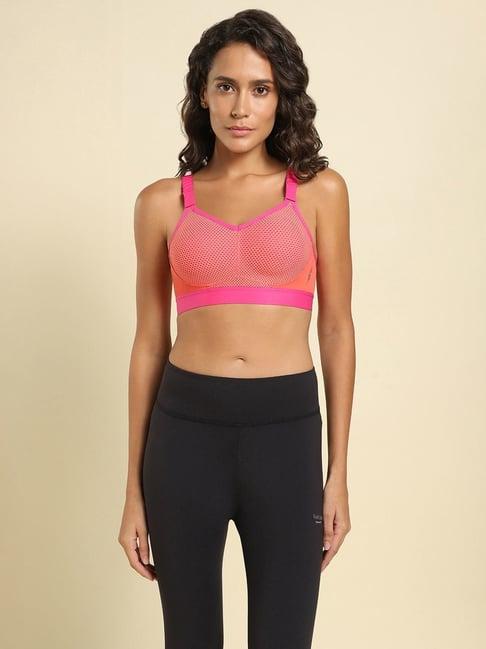 van heusen proactive women anti bacterial high impact colour blocked sports bra - coral