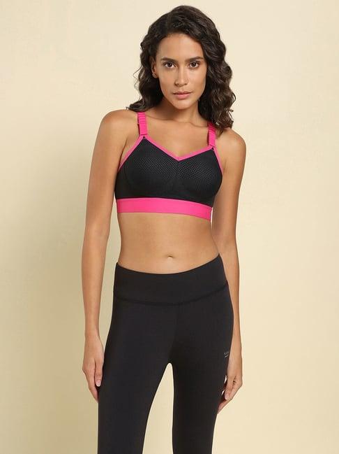 van heusen proactive women anti bacterial high impact colour blocked sports bra - black