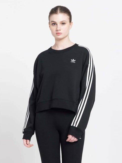 adidas originals black cotton striped sweatshirt